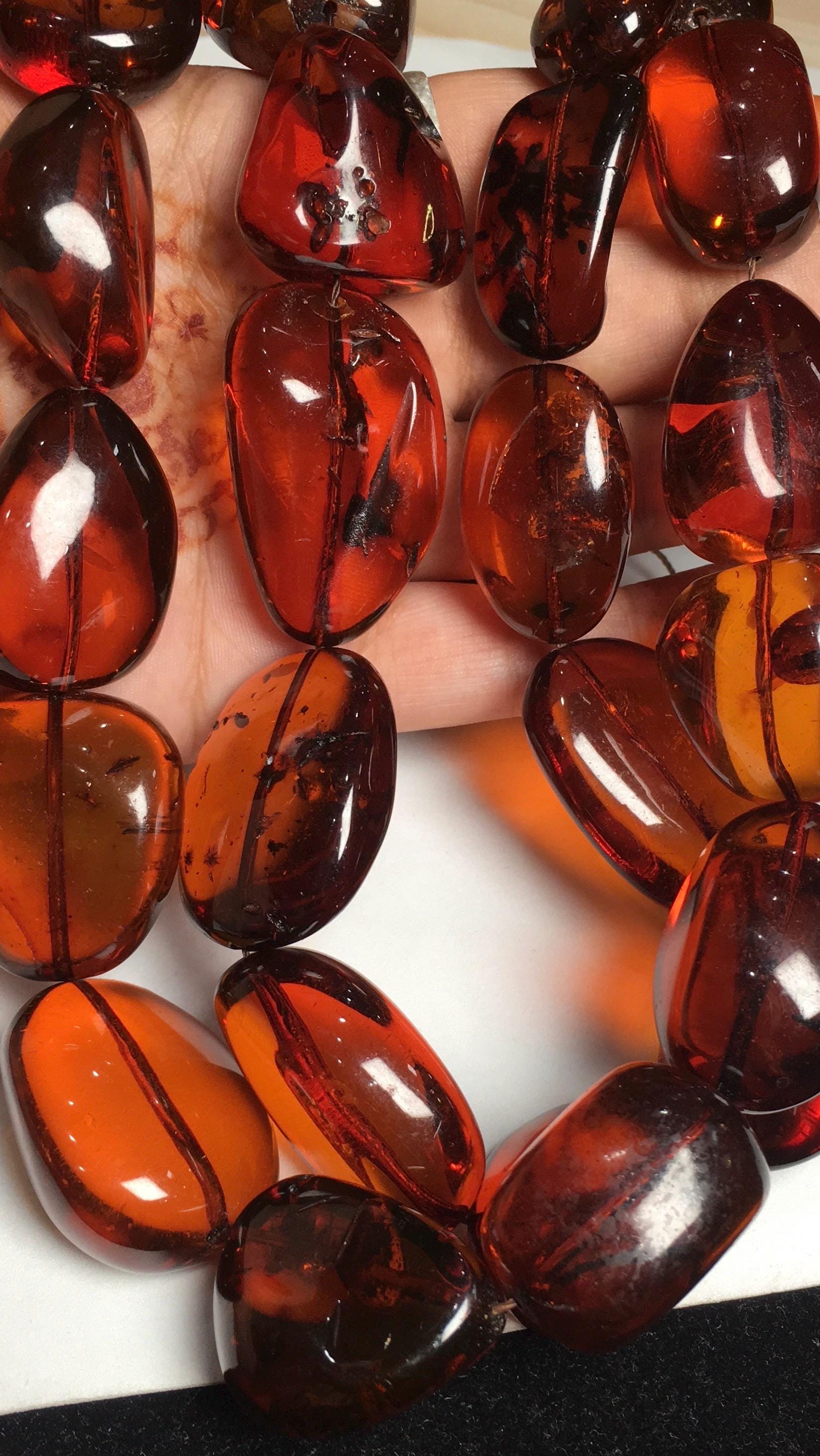 Beautiful Big Size- Natural Amber Smooth Oval Tumble /nuggets Honey Brownish Color Gemstone Beads Strand-16 Inch Strand For Making Jewelry