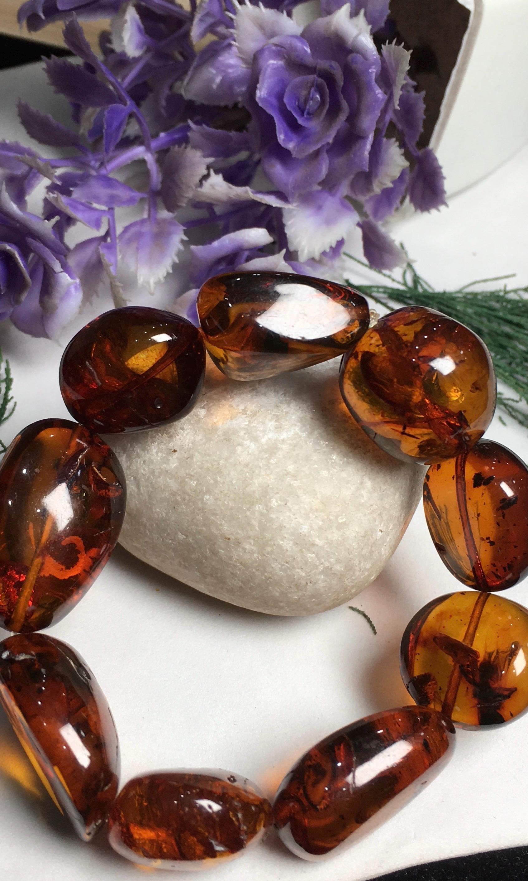 Big Size- Natural Amber Smooth Oval/nuggets Tumble Shape Gemstone Beaded Bracelet, Genuine Bracelet An Amazing Item, Wholesale Bracelet