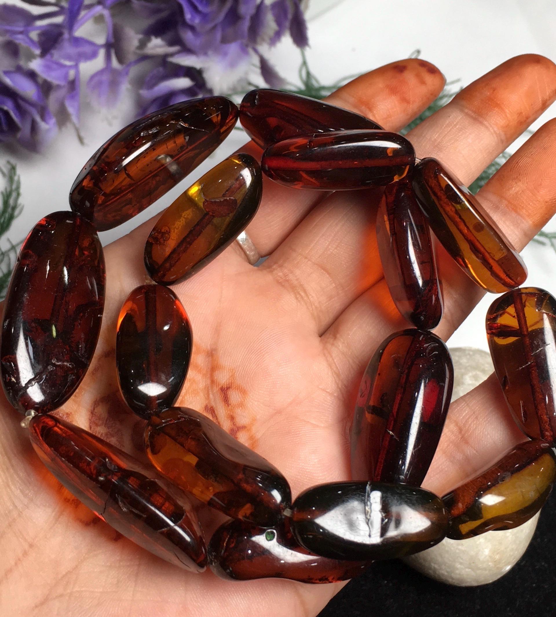 Big Size- Natural Amber Smooth Oval/nuggets Tumble Shape Gemstone Beaded Bracelet, Genuine Bracelet An Amazing Item, Charm Bracelet For Gift