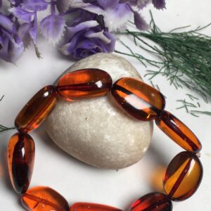 Natural Amber Smooth Oval/nuggets Tumble Shape Gemstone Beaded Bracelet, Genuine Bracelet An Amazing Item, Unisex Charm Bracelet Gift