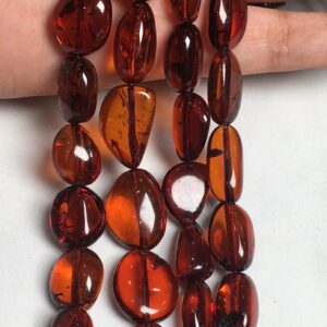 Natural Amber Smooth Oval/nuggets Shape Loose Gemstone Beads Strand 15.5 Inch Wholesale Charm Beads For Making & Craft, Amber Jewelry