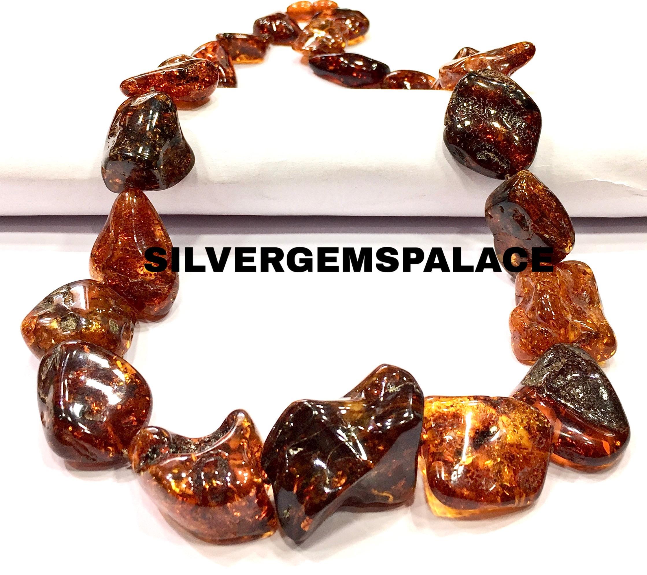 So Beautiful~natural Amber Nuggets Beads Vintage Amber Necklace Aaaa+ Fossilised Amber Stones Baltic Amber Jewelry Beads Rare Large Amber.