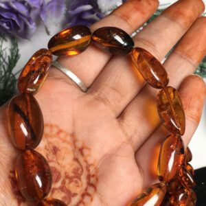 Top Quality Natural Amber Smooth Oval/nuggets Tumble Shape Gemstone Beaded Bracelet, Genuine Bracelet An Amazing Item, Charm Bracelet Gift