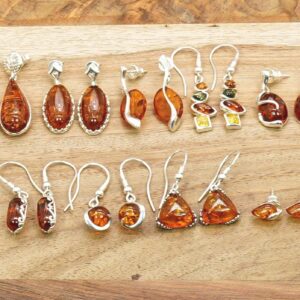 925 Sterling Silver Baltic Amber Gemstone Earrings - Boho Chic