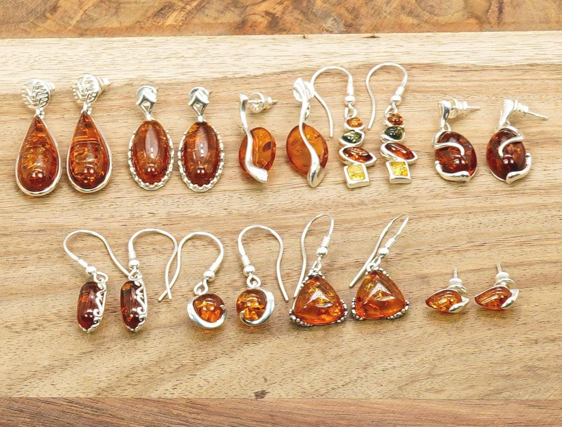 925 Sterling Silver Baltic Amber Gemstone Earrings - Boho Chic
