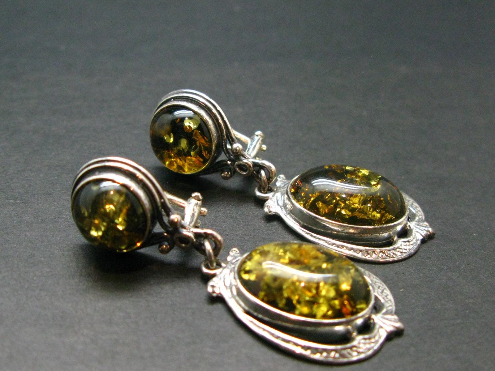 Baltic Amber 925 Silver Clip On Earrings