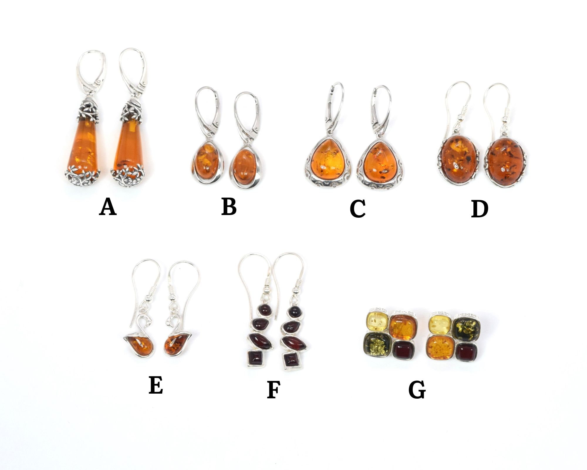 Baltic Amber Earrings, 925 Sterling Silver, Handmade Russian Lock Design Baltic Amber Earrings, 925 Sterling Silver, Handmade Russian Lock Design