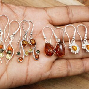 Baltic Amber 925 Sterling Silver Gemstone Hook Earrings