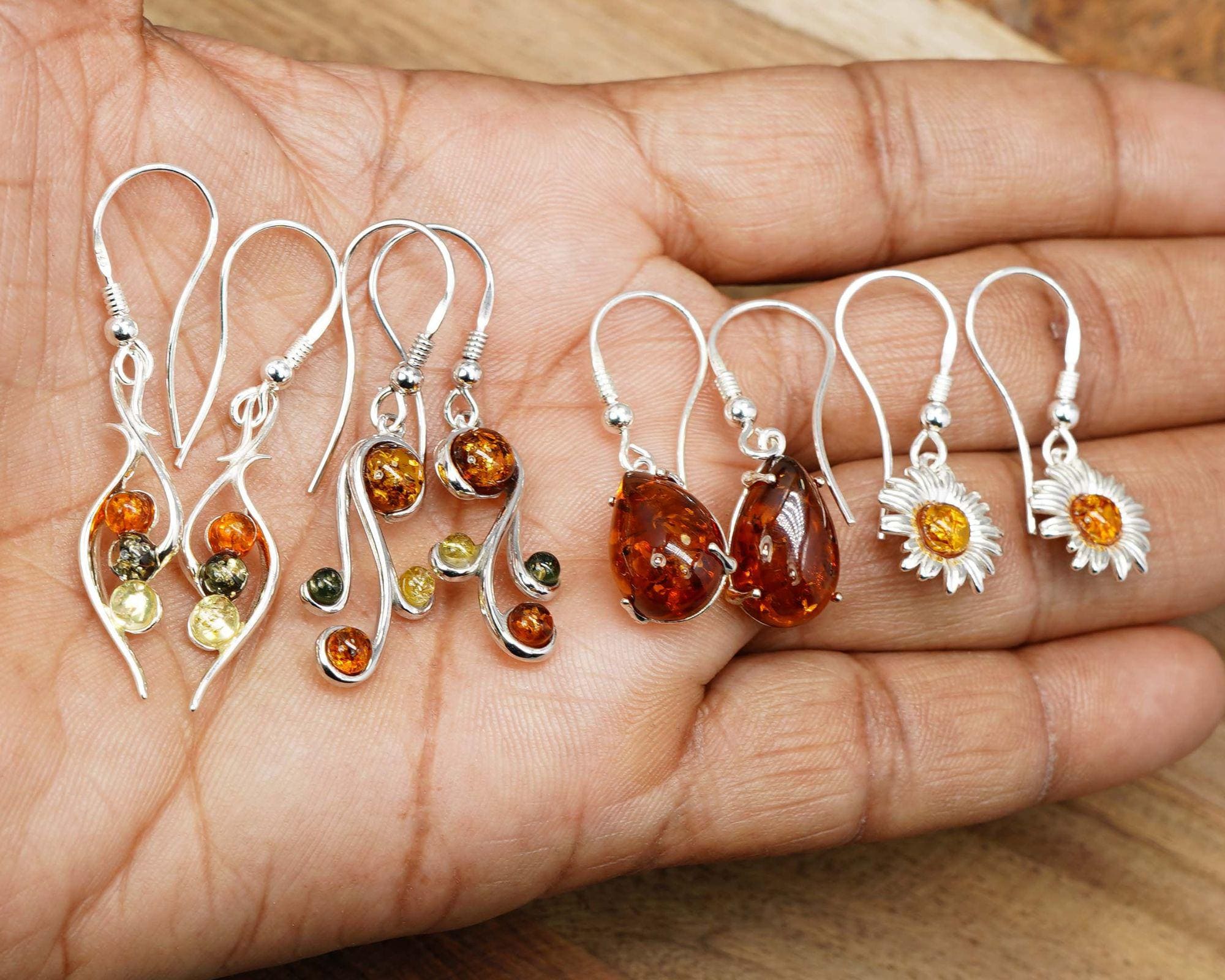 Baltic Amber 925 Sterling Silver Gemstone Hook Earrings