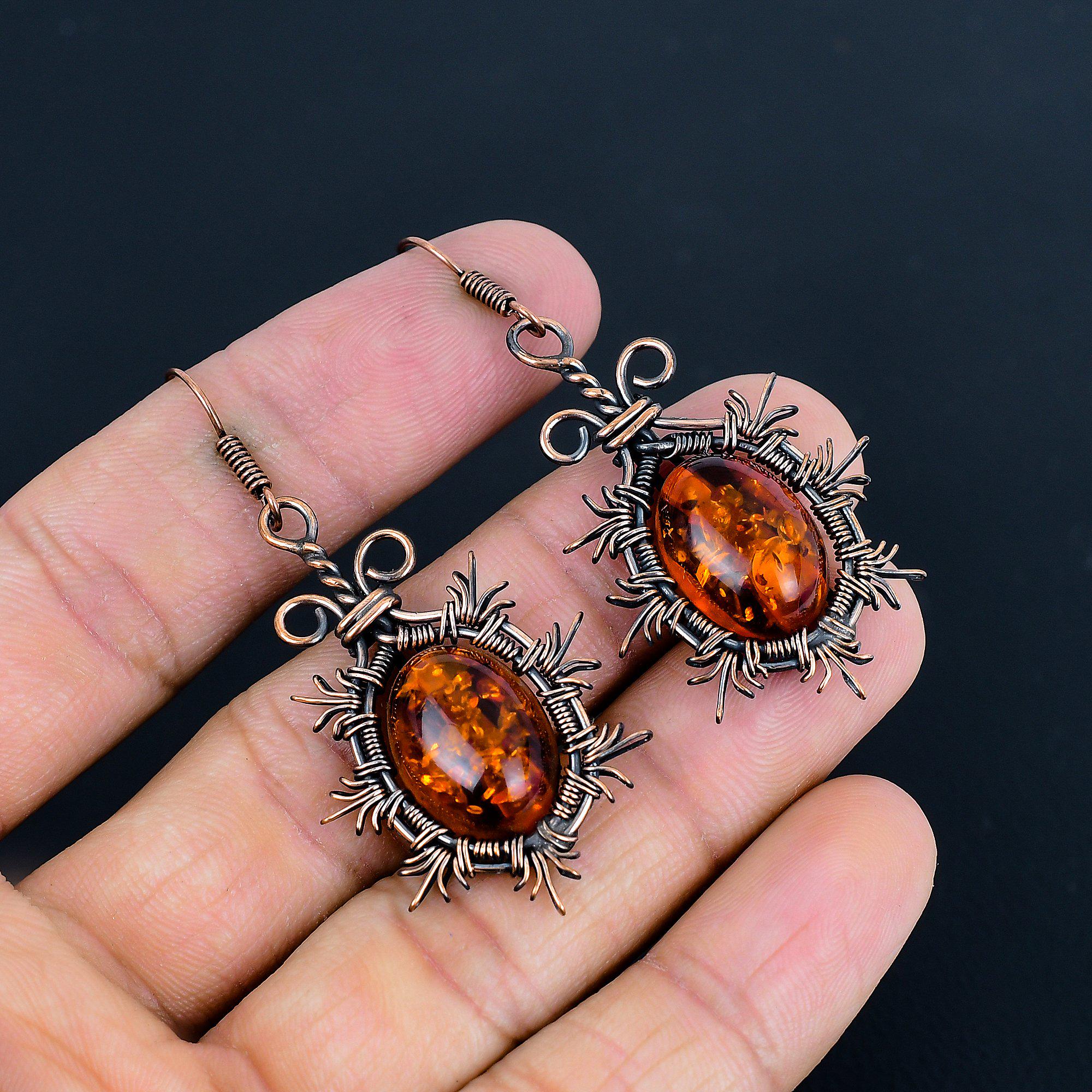 Baltic Amber Earrings Copper Wire Wrapped Earrings Baltic Amber Gemstone Earrings Handmade Copper Jewelry Dangle Earrings For Gifts Baltic Amber Earrings Copper Wire Wrapped Earrings Baltic Amber Gemstone Earrings Handmade Copper Jewelry Dangle Earrings For Gifts