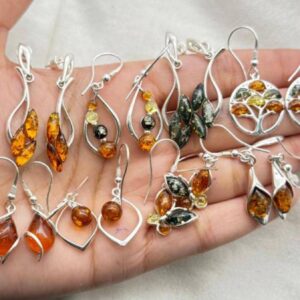 Baltic Amber Stud Earrings: 925 Sterling Silver, Handmade Jewelry