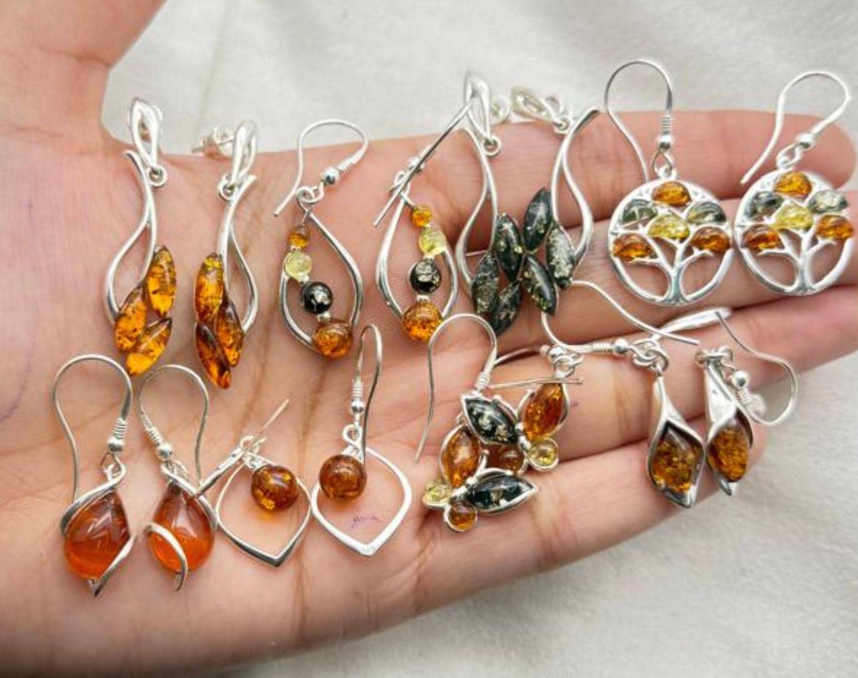 Baltic Amber Stud Earrings: 925 Sterling Silver, Handmade Jewelry