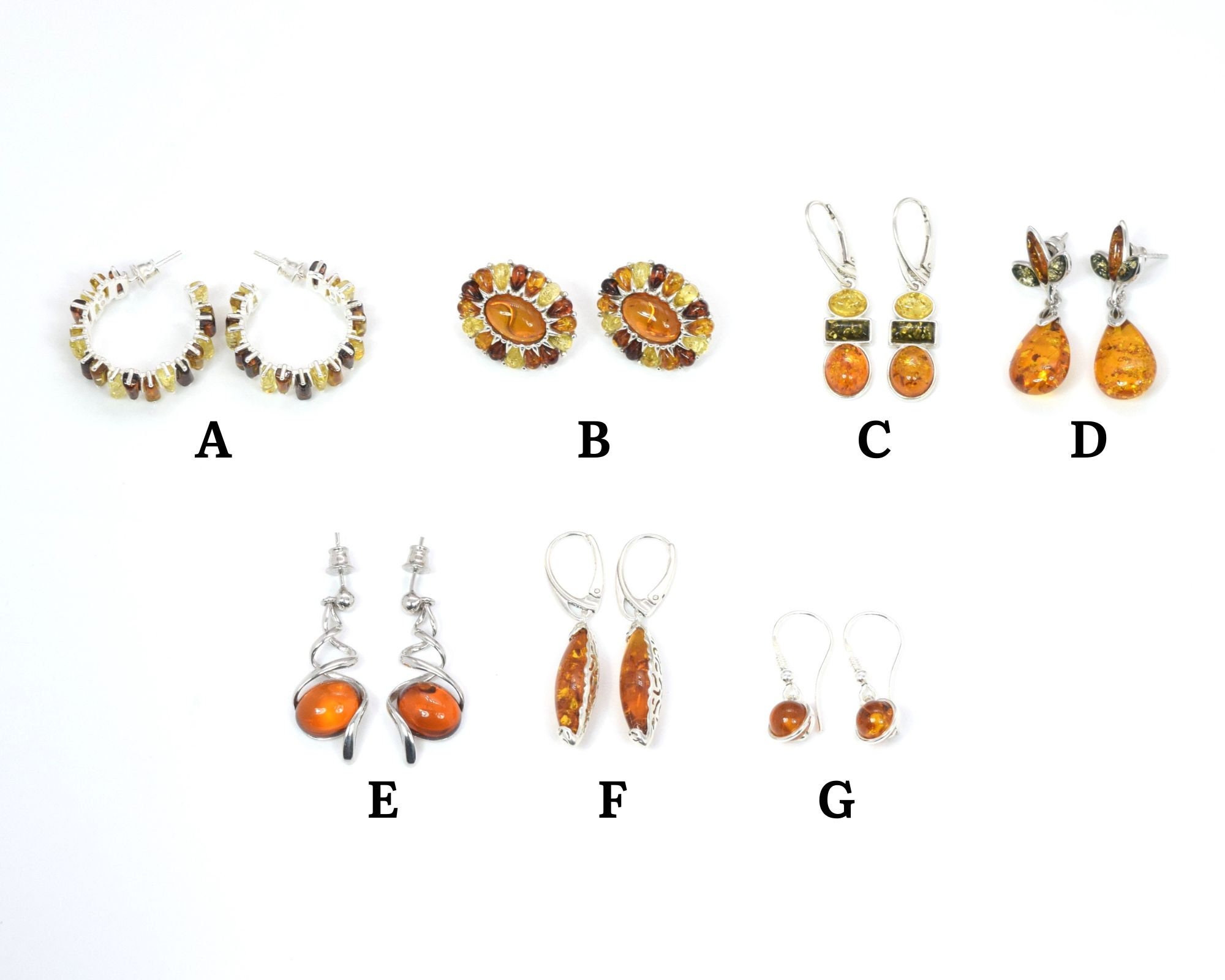 Baltic Amber Stud Earrings: 925 Sterling Silver, Handmade Jewelry