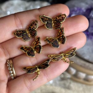 Gold Plated Sterling Silver Butterfly Stud Earrings: Baltic Amber Accent