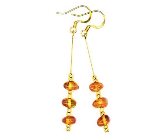Gorgeous Amber Earrings, Dark Cognac Amber Beads, Genuine Baltic Amber Dangles, 19th Century Beads, Gold Fill Earrings, Timeless #26292