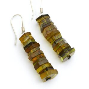 Green Ombre Amber Earrings: Sterling Silver Ear Wires