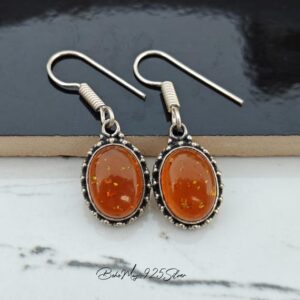 Handcrafted Amber Drop Earrings: 925 Sterling Silver Gemstone Jewelry