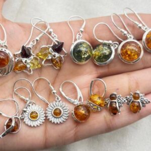 Handmade Baltic Amber Sterling Silver Earrings: Elegant Gemstone Jewelry