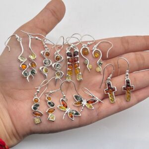 Handmade Baltic Amber Sterling Silver Earrings: Elegant Gemstone Jewelry