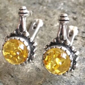 Amber Earrings, Natural Amber, Vintage Earrings, Antique Earrings, Taurus Birthstone, Amber, Healing Stones, Yellow Gemstone, Solid Silver