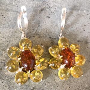 Amber Earrings, Natural Amber, Vintage Chandelier Earrings, Vintage Earrings, Yellow Stone, Yellow Gemstone, Healing Stones, Pure Silver