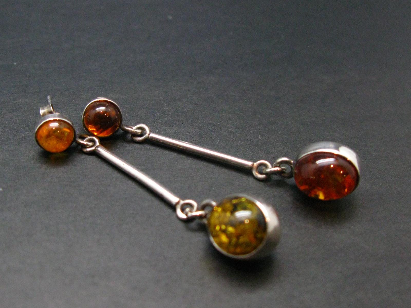 Nature’s Time Capsule!! Natural Cognac Color Baltic Amber 925 Silver Stud Earrings