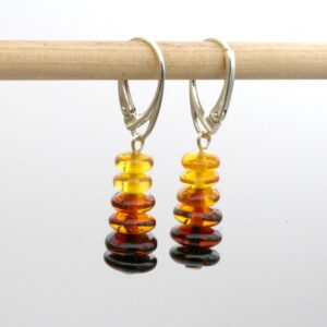 Ombre Amber Earrings: Sterling Silver Leverback, Rustic Cairn Jewelry