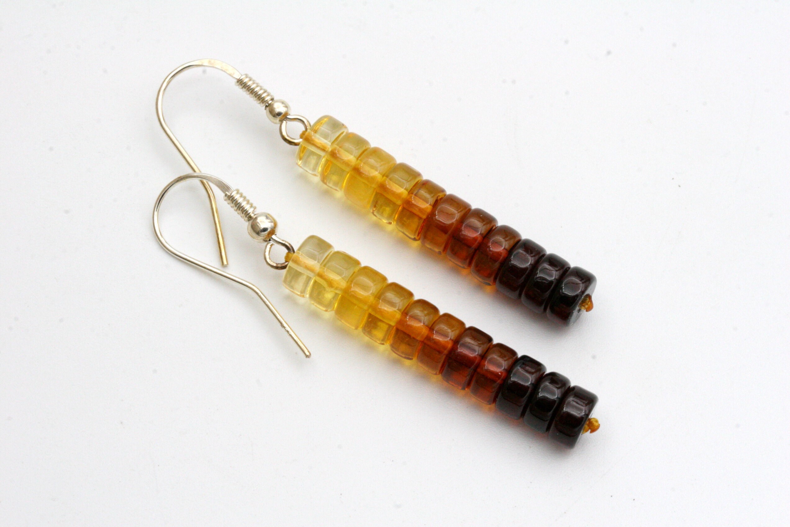 Ombre Amber Sterling Silver Earrings: Graduated Color Bar
