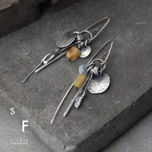 Oxidized Sterling Silver Baltic Amber Earrings