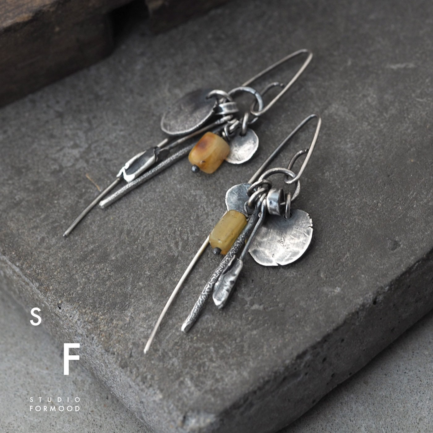 Oxidized Sterling Silver Baltic Amber Earrings Oxidized Sterling Silver Baltic Amber Earrings