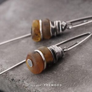 Oxidized Sterling Silver & Baltic Yellow Amber Earrings