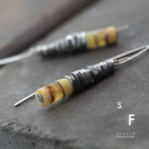 Oxidized Sterling Silver Amber Earrings: Baltic Amber, Handmade
