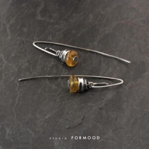 Oxidized Sterling Silver & Baltic Yellow Amber Earrings