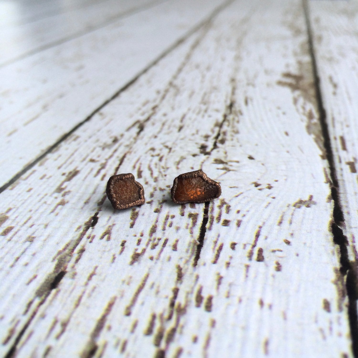 Raw Amber Studs | Rough Amber Earrings | Amber Post Earrings | Amber Fossil Stud Earrings | Amber Nugget Post Earrings