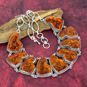 Amazing Baltic Amber Handmade Jewelry, 925 Sterling Silver Necklace, Baltic Amber Gemstone Necklace Statement Jewelry Party Wear Gift