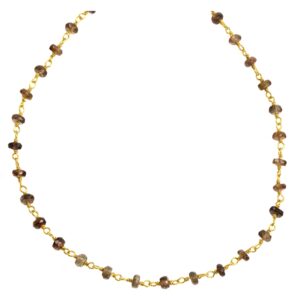 Andalusite Necklace Spaced Chain Link Faceted Beaded 14k Gold Filled 18 19 Inches Natural Soft Amber Brown Colors