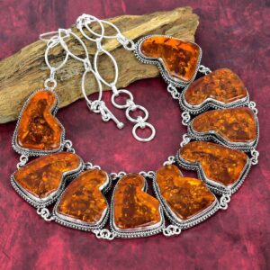 Baltic Amber Jewelry, 925 Sterling Silver Jewelry, Gemstone Jewelry, Handmade Jewelry, Adjustable Chain Necklace, Gift For Woman.