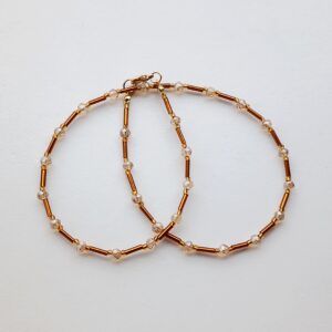 Brown-amber, Honey-brown-gold Colors Beaded Necklace, Earth Tones, Autumn Caramel Necklace, Gift For Her