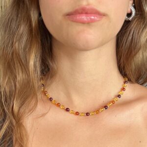 Amber + Copper Necklace – Wire & Clasp Multi-color Amber Jewelry, Cherry, Honey + Lemon Amber, Gift For Men And Women