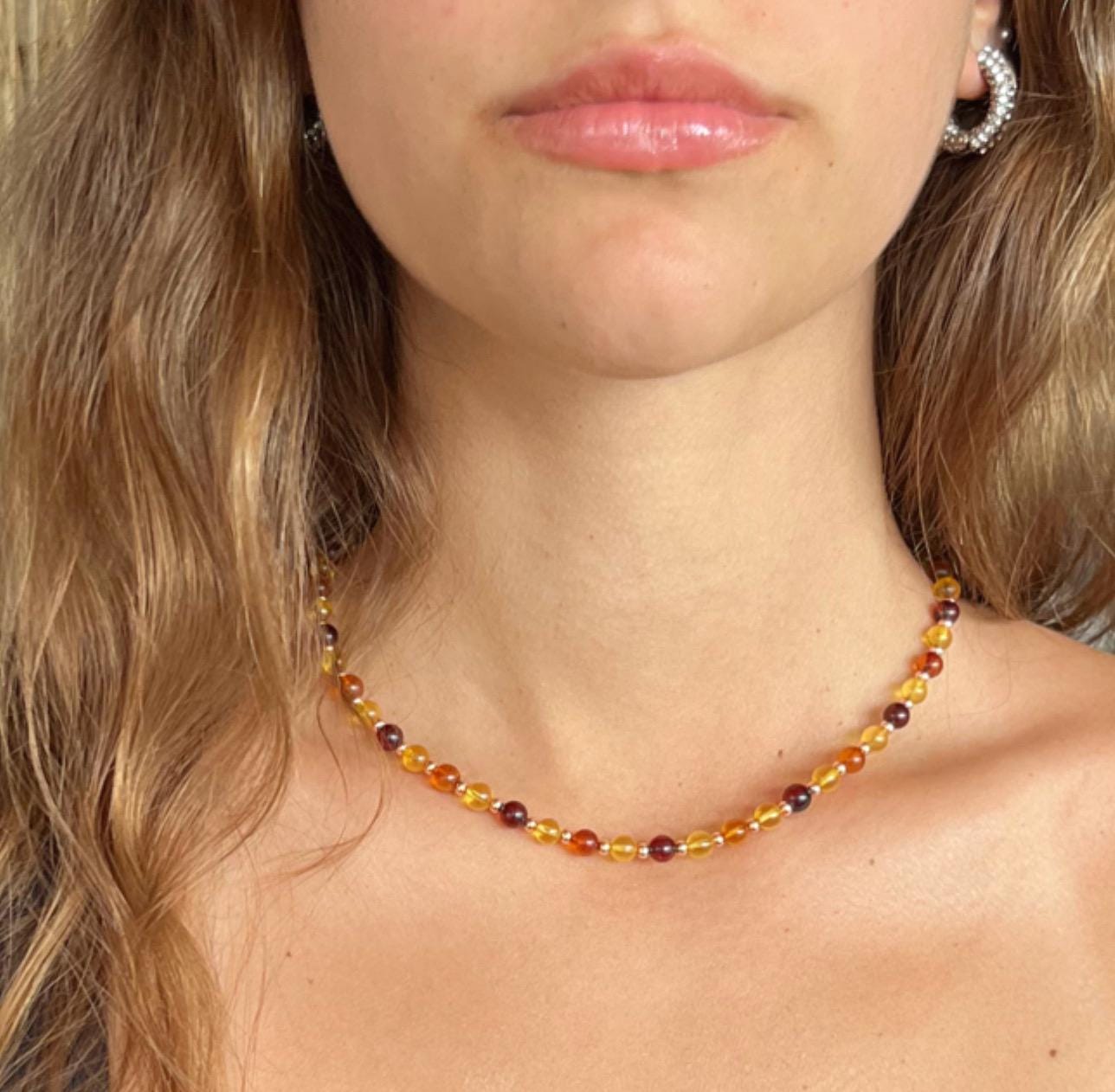 Amber + Copper Necklace – Wire & Clasp Multi-color Amber Jewelry, Cherry, Honey + Lemon Amber, Gift For Men And Women