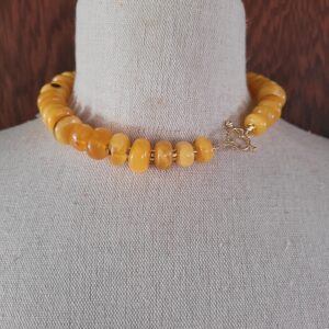 Genuine vintage egg yolk amber beaded necklace. Baltic butterscotch amber. Rare