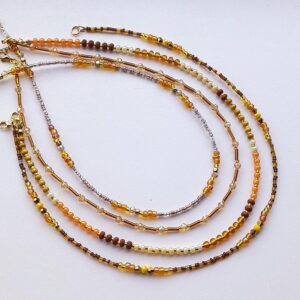 Amber-honey Tones Necklaces, Earth Tones, Beaded Chokers, Dainty Style, Everyday Jewelry