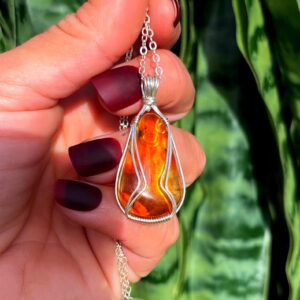Amber Necklace in sterling silver - (Baltic Amber) for Connection to Earth & Ancient Wisdom - Solar Plexus Chakra