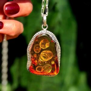 Amber Necklace in sterling silver - (Baltic Amber) for Connection to Earth & Ancient Wisdom - Solar Plexus Chakra