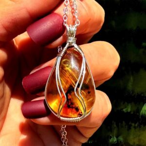 Amber Necklace in sterling silver - (Baltic Amber) for Connection to Earth & Ancient Wisdom - Solar Plexus Chakra