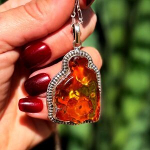 Amber Necklace in sterling silver - (Baltic Amber) for Connection to Earth & Ancient Wisdom - Solar Plexus Chakra