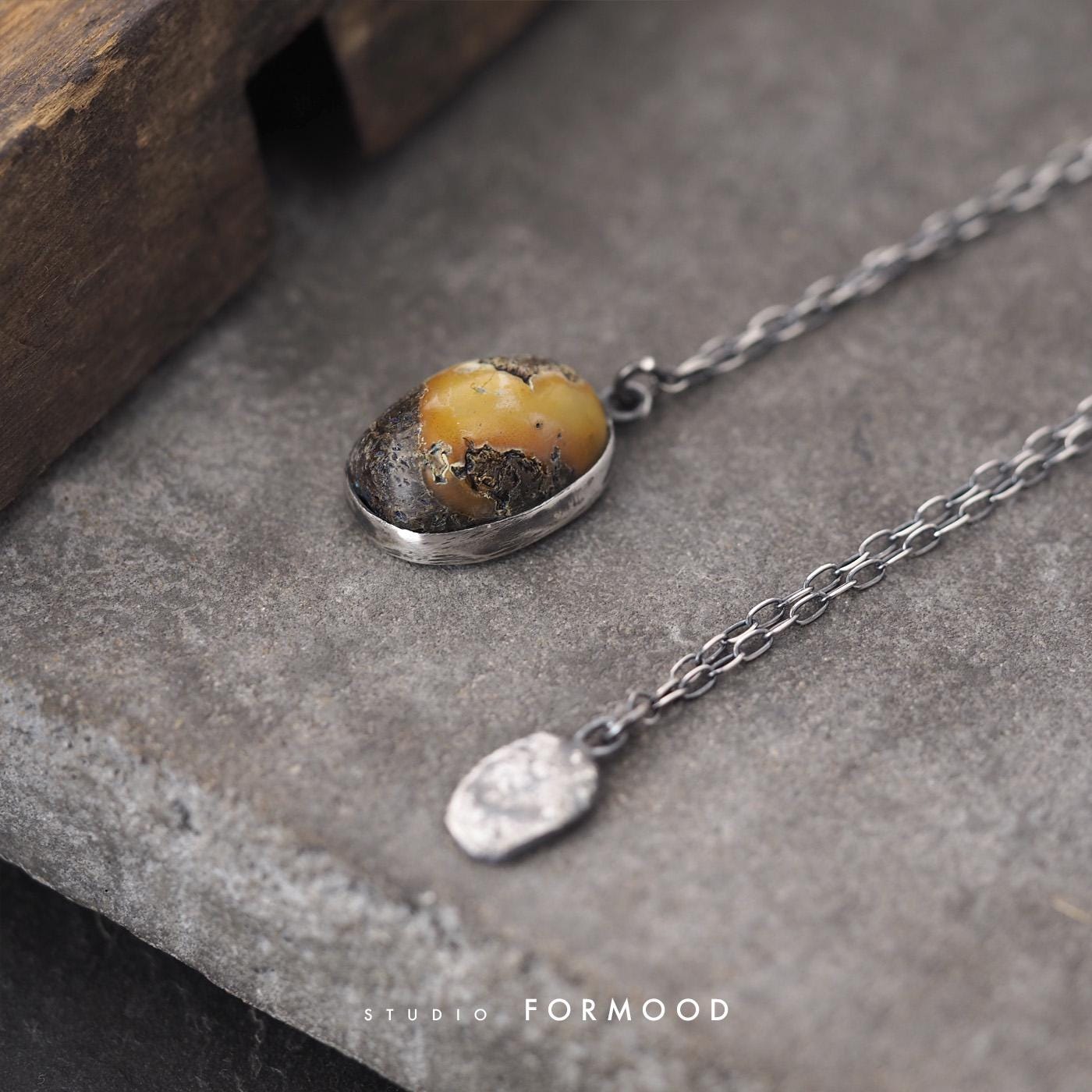 Layered Amber Necklace Set Oxidized Sterling Silver Handmade Minimalist Jewelry Artisan Gift For Her