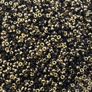 Miyuki Seed Beads 11/0: Glossy Black-Base Amber, 24 Gram Tube