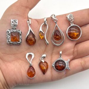 Baltic Amber Pendant: 925 Sterling Silver Gemstone Jewelry