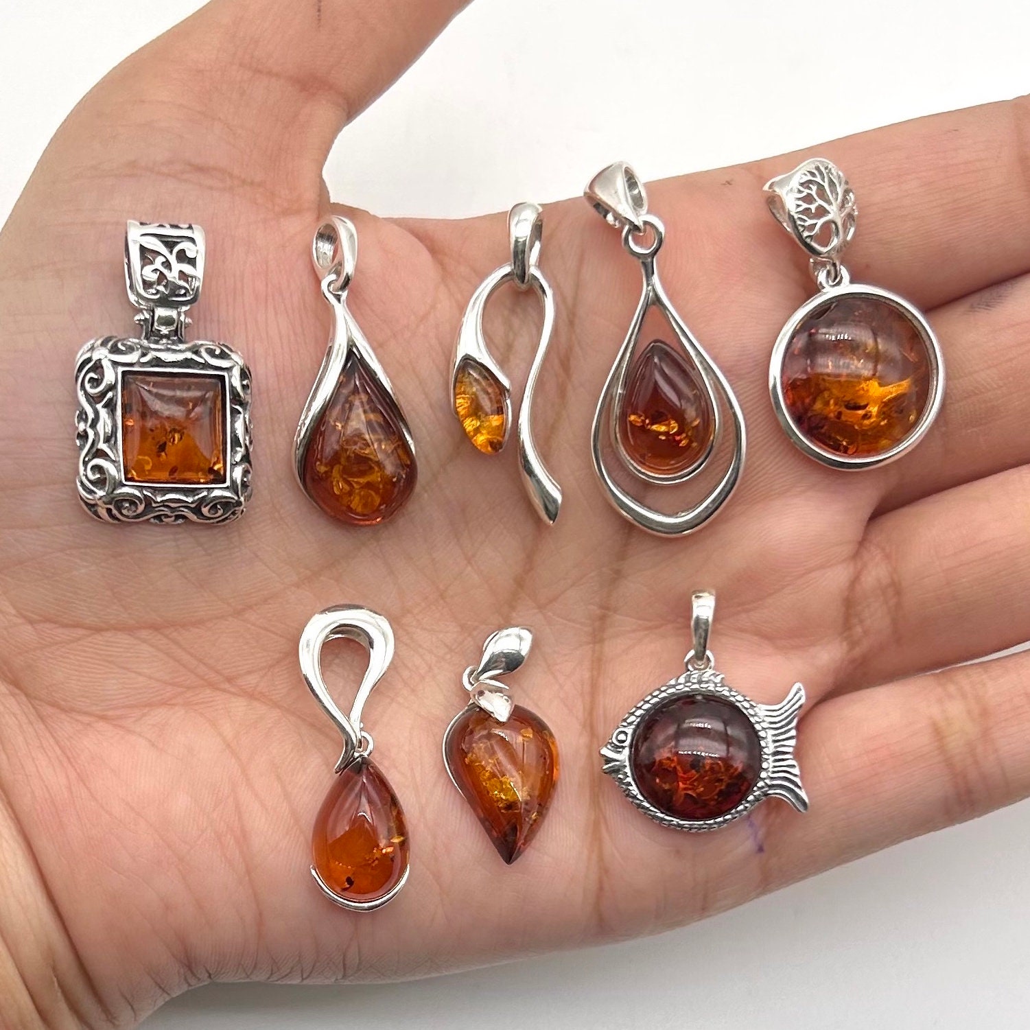Baltic Amber Pendant: 925 Sterling Silver Gemstone Jewelry